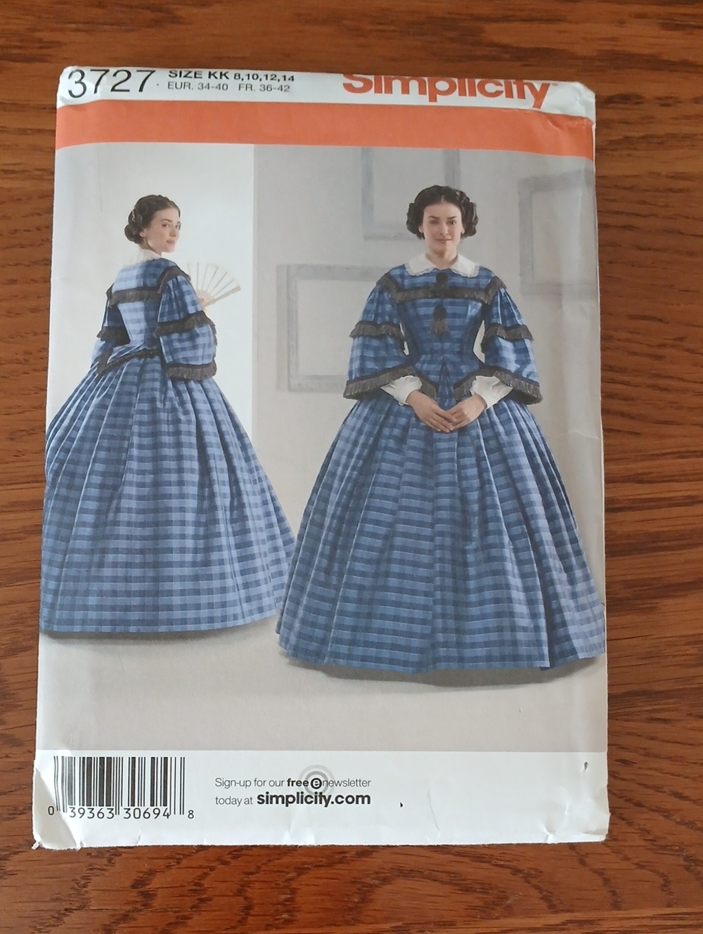 Simplicity 3727 Historical Pattern Civil War Era Pagoda Sleeves